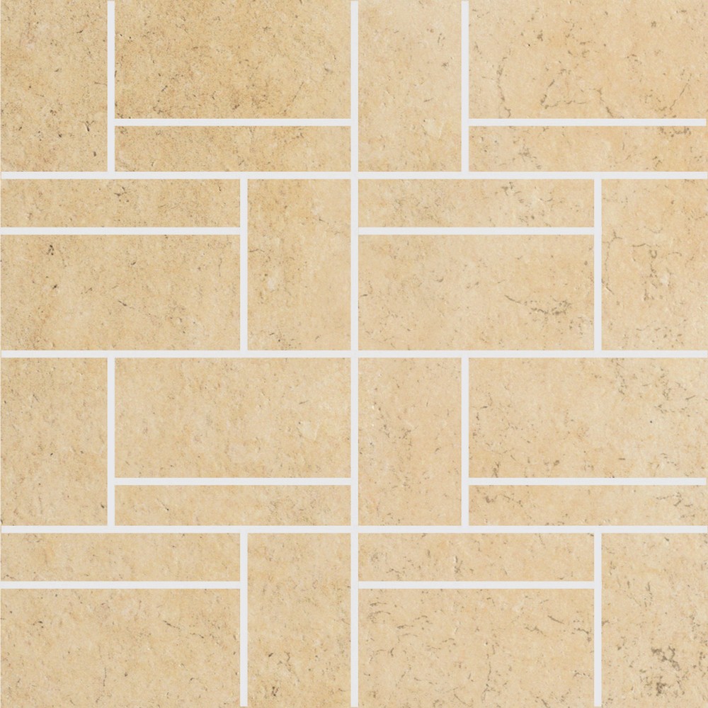 Bedrosians  New Mosaic Design 2 on 12x12 Sheet Limestone Cream Gold
