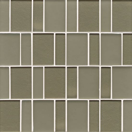Bedrosians  12x12 Sheet Glass Brick Pattern Manhattan Mint