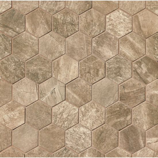 Bedrosians Tilecrest Stone Mountain 2" x 2" Walnut Hexagon Mosaic