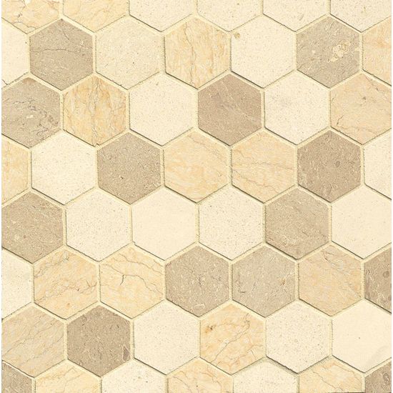 Bedrosians  Hexagon Mosaic Blend 125 on 12x12 Sheet