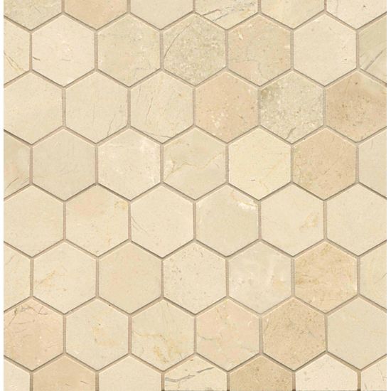 Bedrosians Crema Marfil Select 2" Hexagon Mosaic - Polished - 12x12x3/8