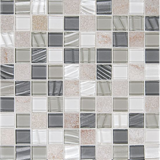 Bedrosians  1-1/8x1-1/8 Heather Grey Elume Glass & Blended Mosaics