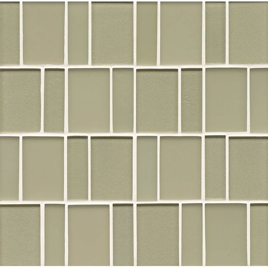 Bedrosians  12x12 Sheet Glass Brick Pattern Manhattan Pistachio