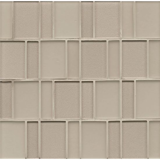 Bedrosians  12x12 Sheet Glass Brick Pattern Manhattan Silk