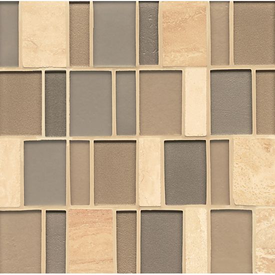 Bedrosians  Brick Pattern Stone/Glass Blends 12x12 Sheet Battery Park