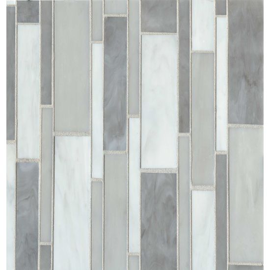 Bedrosians  12x11.50 Linear Mosaic Pattern Silver Mist Blend
