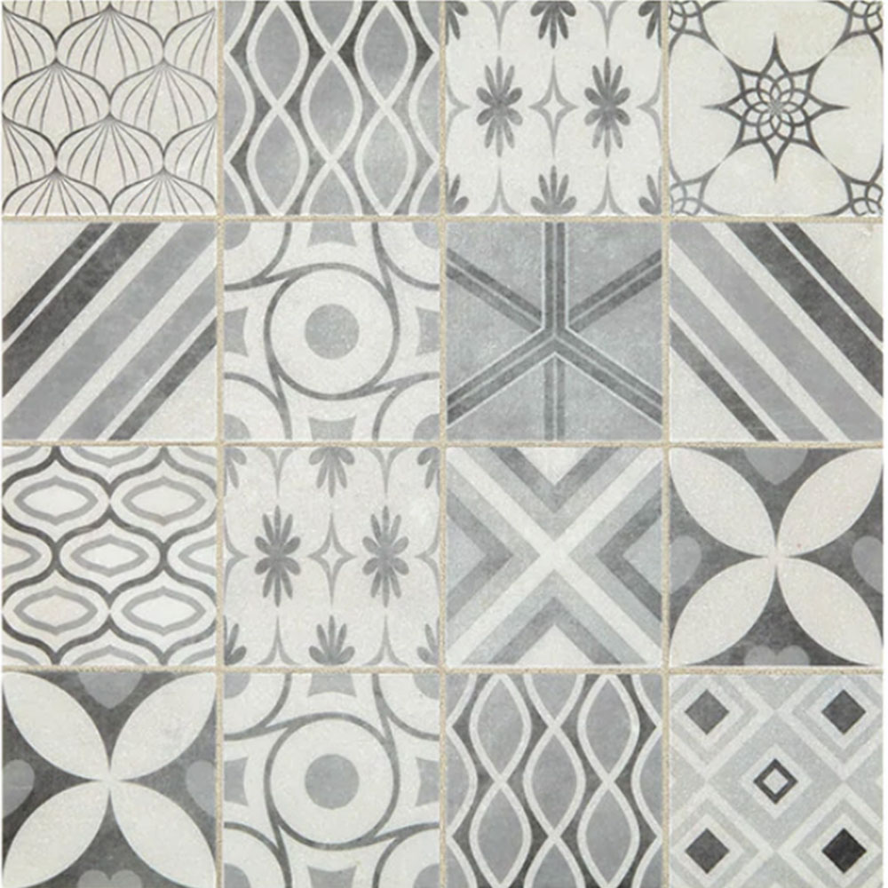 Daltile Sublimity Encaustic Breath Sequence 3x3 mosaic tile honed