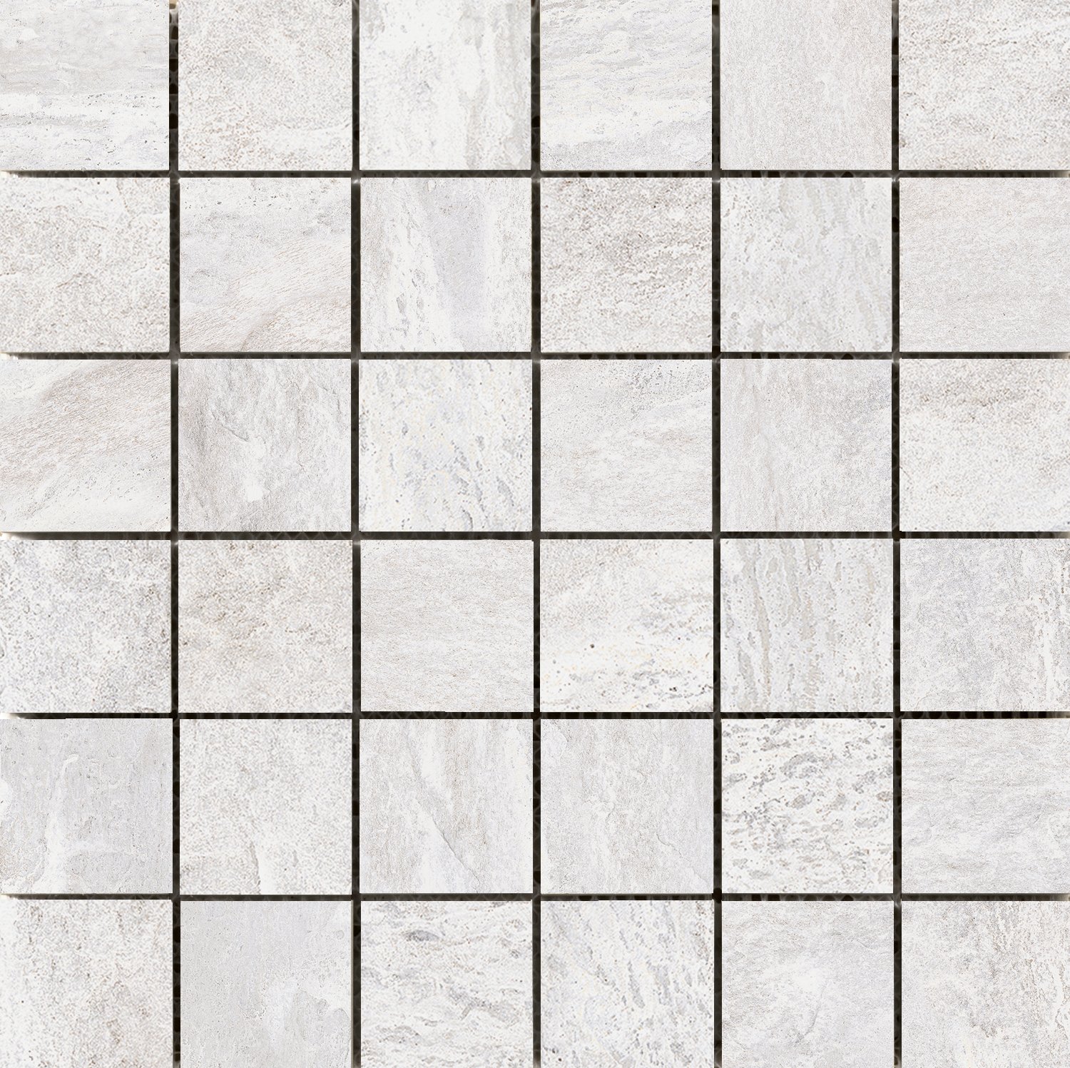 Emser MILESTONE WHITE 2x2/12X12 mosaic porcelain tile F86MILEWH1212MO2 is a slate look porcelain tile. 