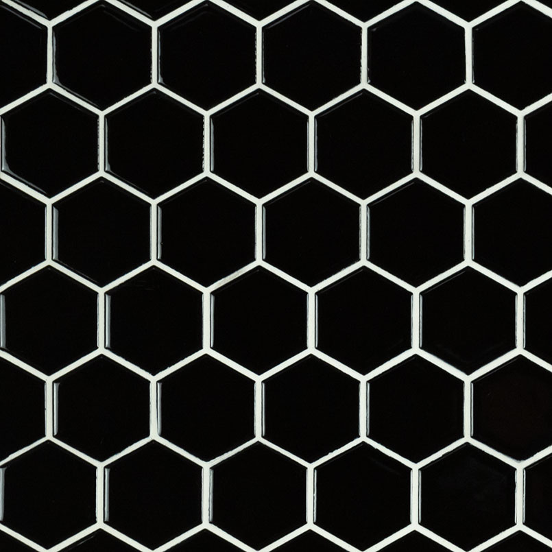 MS Int. Black 2" Hexagon Glossy