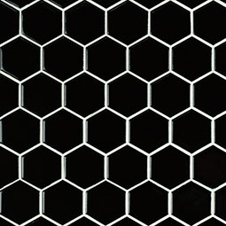 Black 2" Hexagon Glossy