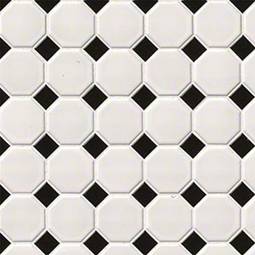 White And Black Matte Octagon Mosaic