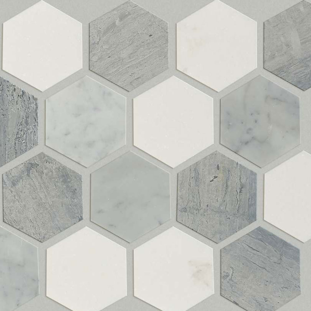 Shaw Floors Chateau Hexagon Bianco Carrara Blue Grigio Thassos