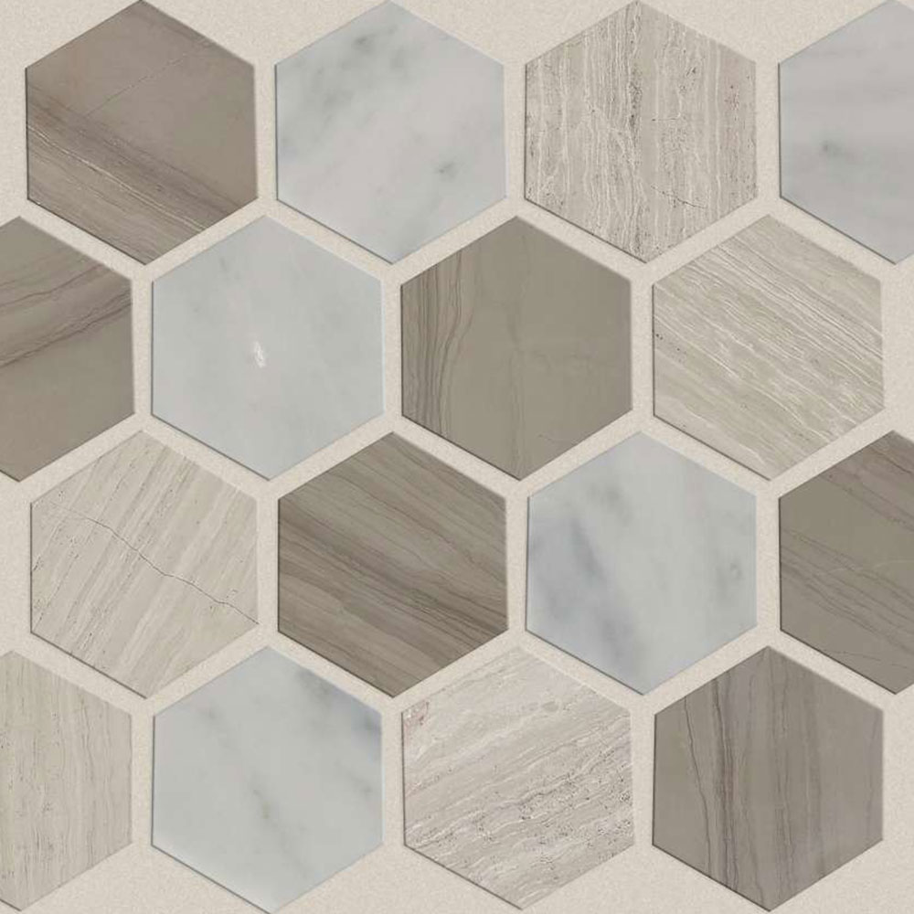 Shaw Floors Chateau Hexagon Bianco Carrara Rockwood Urban Grey
