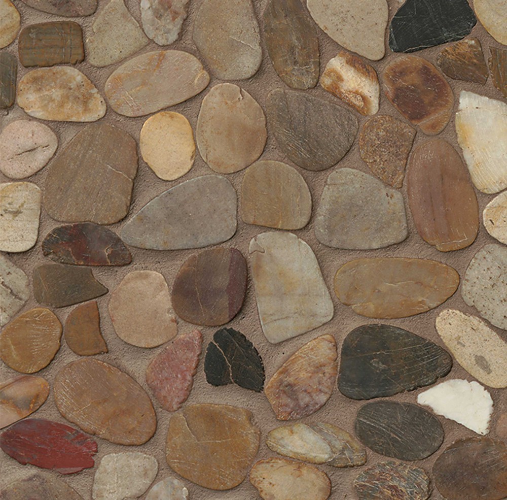 Bedrosians Hemisphere PEBBLE Mosaics Polished Sliced in Kona Sands