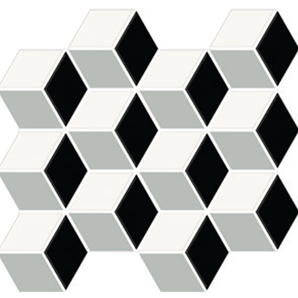 American Olean Color Story Mosaic Cube Designer White Black Balance