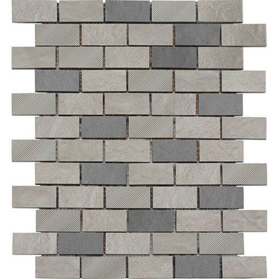 American Olean Refined Metals Brick Joint Mosaic Stainless Gunmetal