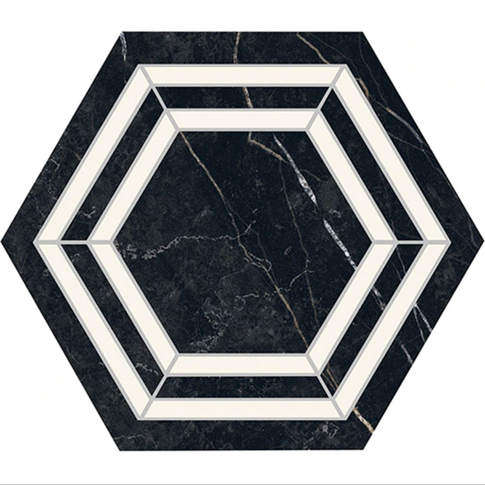 Daltile Perpetuo 8 Hexagon Deco Tuxedo