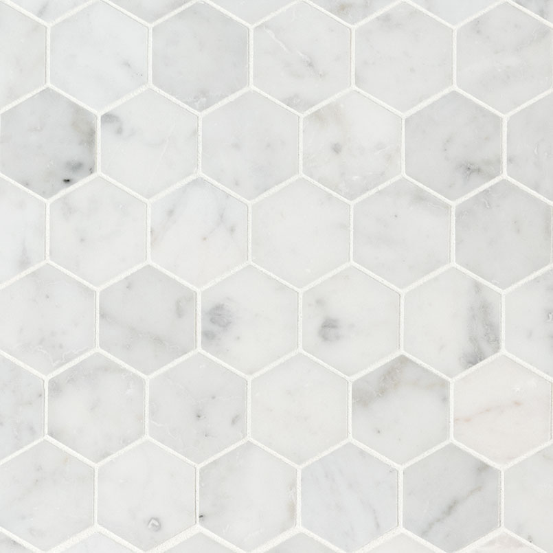 MS Int. Carrara White 2" Hexagon Honed