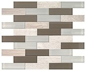 SimplyStick Mosaix Chenille white and glass Blend Brick Joint 1 1/4X4 Straight Edge Mix